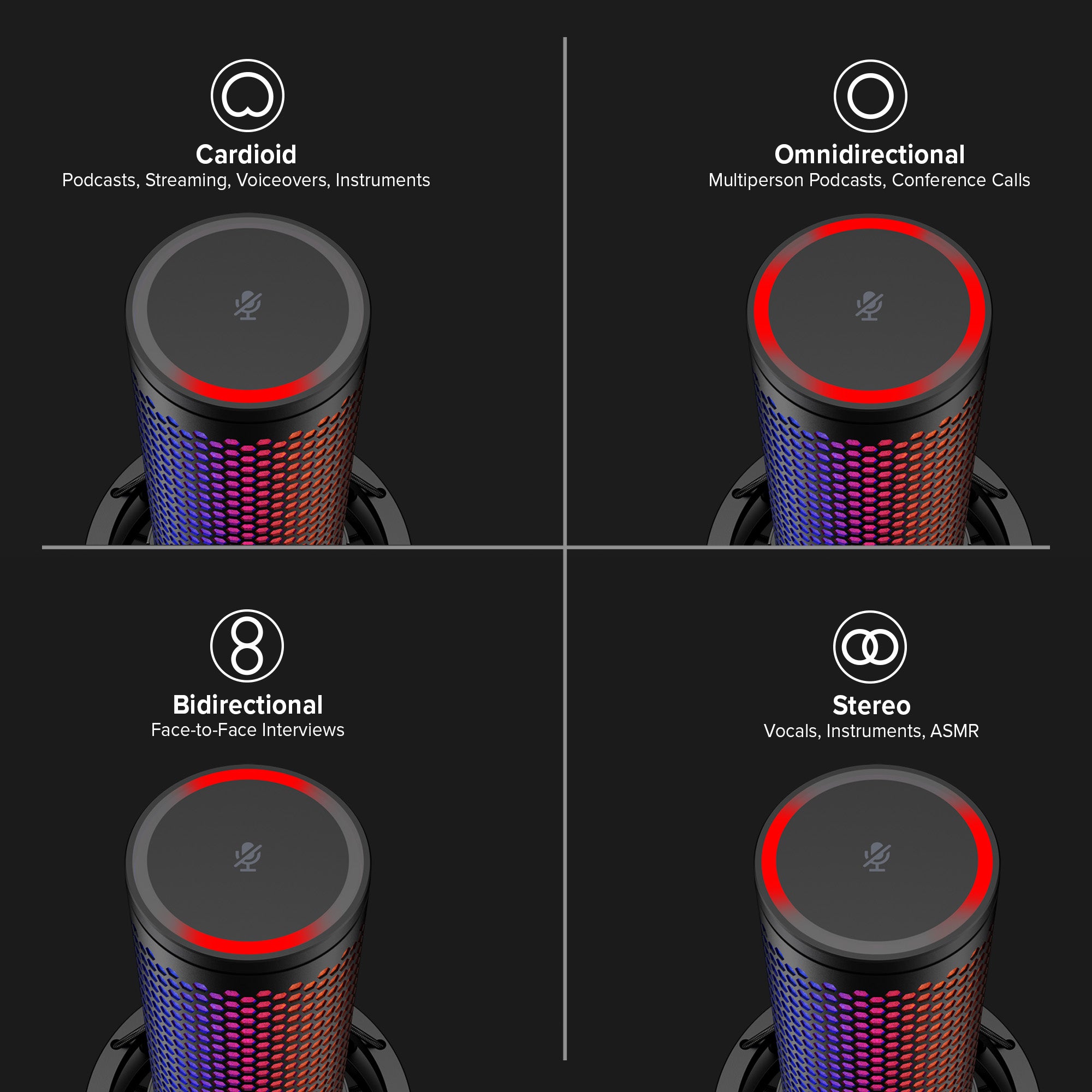 Four Selectable Polar Patterns