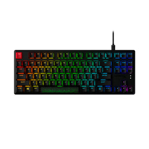 HyperX Alloy Origins Core PBT Gaming Keyboard Front View Showing RGB Effects & HyperX designed space bar and escape key