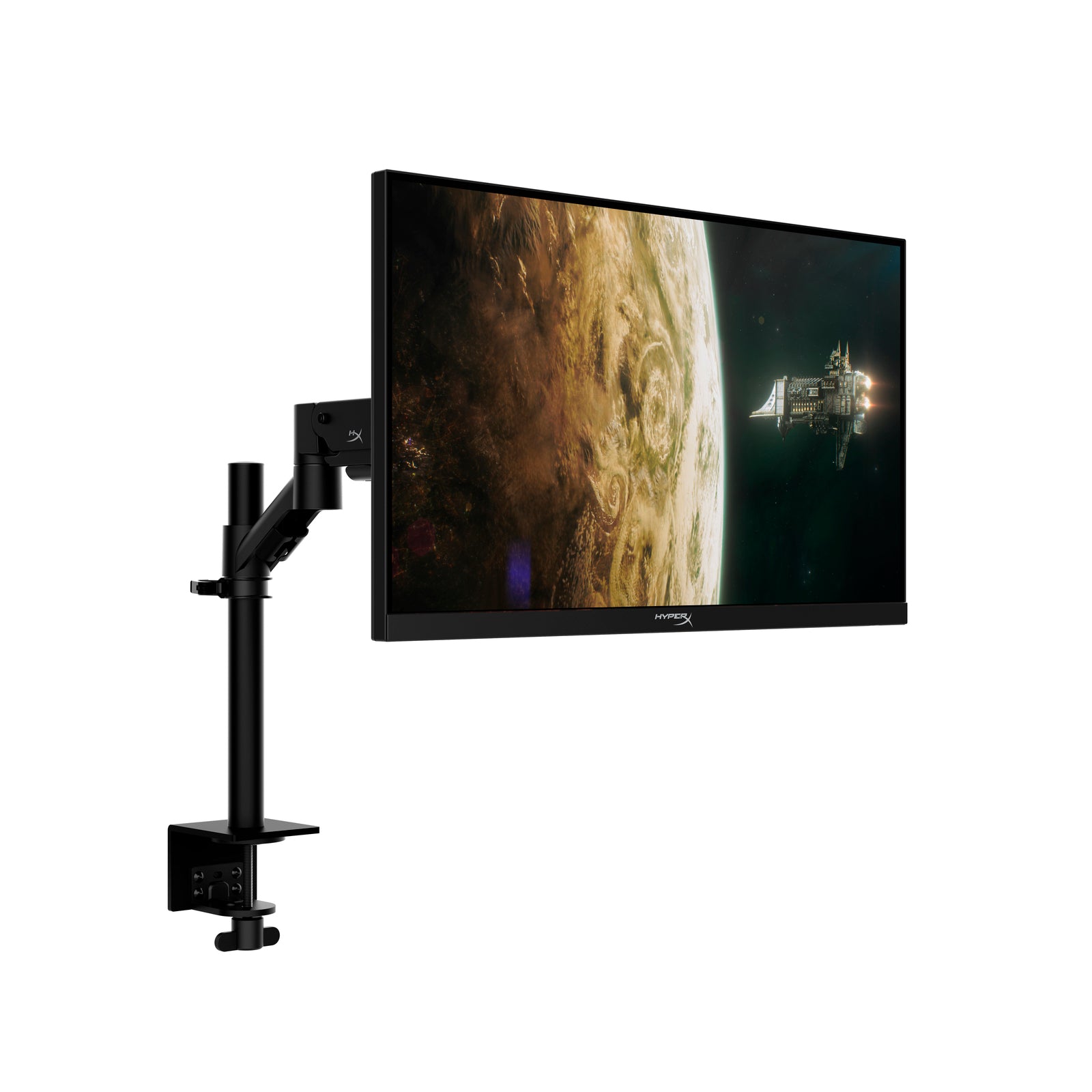 HyperX Armada 25 FHD Gaming Monitor with arm showing the right front hand side view featuring 240Hz refresh rate