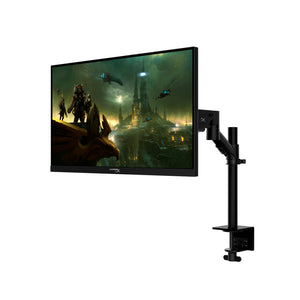 HyperX Armada 25 FHD Gaming Monitor with arm showing the left front hand side view featuring 240Hz refresh rate