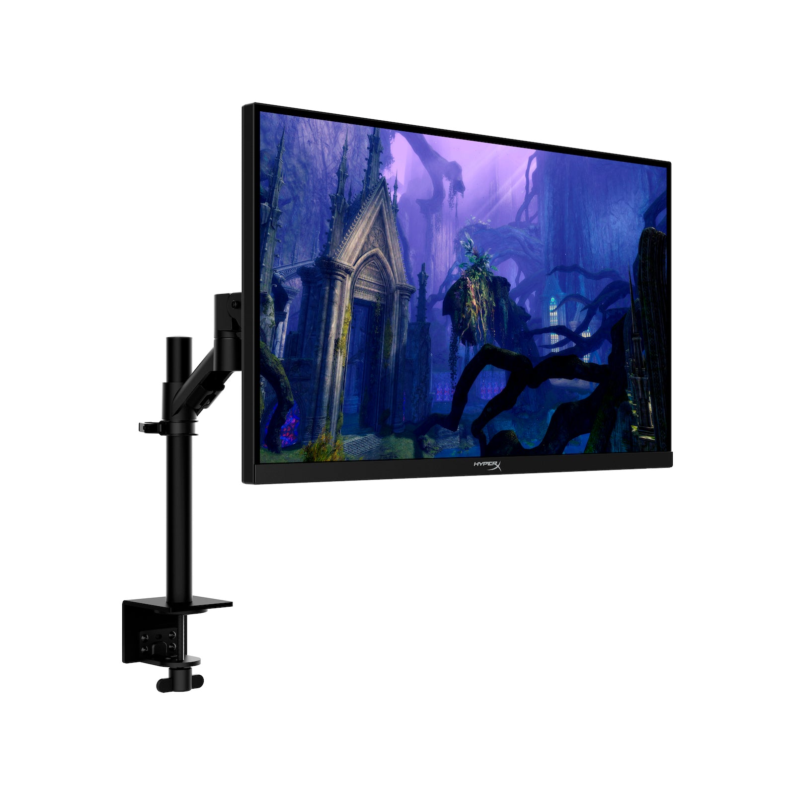 HyperX Armada 27 QHD Gaming Monitor with arm showing the right front hand side view featuring Higher resolution for immersive gaming