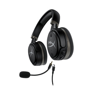 HyperX Cloud Orbit S gaming headset front right hand side view, featuring onboard controls, detachable microhpone, and usb c cable connection