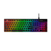 HyperX Pudding Keycaps PBT Black top down view on keyboard with RGB lighting