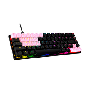 Front angled view of HyperX rubber keycaps in pink