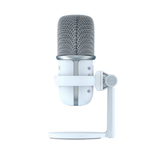side view of HyperX Solocast USB microphone in white